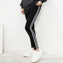 여자 겨울 방한 도톰 밍크 두줄 데일리 기모 레깅스