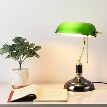 미국 도서관 하버드 초록색 스탠드 뱅커스 램프 레트로 무드등, L.블랙 원형 17w LED 3단