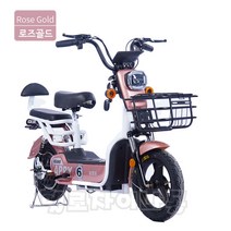 전기자전거 모트350W14인치타이어 스로틀 PAS 등하교 출퇴근 장보기 레저 2인용, 48V13A(납산), 로즈골드