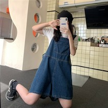 멜빵바지 벨트 청멜빵바지 핀턱 점프슈트 셔링 봄여름 플레어 점프수트 브이넥 청