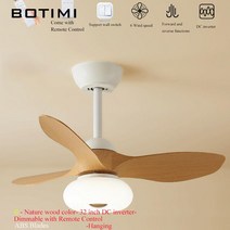 천장실링팬 거실실링팬 설치 실링팬조명 BOTIMI LED 선풍기 조명 환풍기 침실 냉각 램프 다이닝 고정장치 32 인치 22, 9.B Wood 색상Hanging