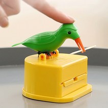 새 자동 이쑤시개 디스펜서 통 2color 원터치 요지 홀더 케이스, 색상:노랑새, 단품