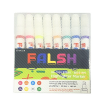투코비 falsh 형광 화이트 블랙 윈도우마카펜 8색 세트, 3개