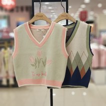 치크 아동복 상큼 자카드 스웨터 조끼CKVK2321G /이천NC