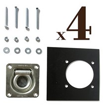 Four Recessed D-Ring Pan Fittings | Small Square Tie-Down D Ring Trailer Cargo Tiedown Anchors + Mou, 1