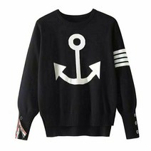 여성 골프니트 마린 닻 라운드 긴팔 간절기 라운드 필드룩