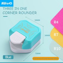 스크랩북용 3 인 1 코너 라운더 테두리 펀치 diy 미니 커터 R4/R7/R10mm 원형 트리머 펀치 사무용품, Blue Corner Cutter