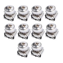 GHSHOP 10팩 M620 랙 마운트 케이지 너트 나사 정사각클립, M6x20, 실버, 철