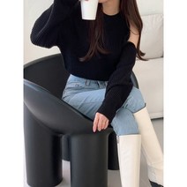 봄 간절기 언발 어깨트임 오프숄더 크롭 골지 긴팔 니트 4color