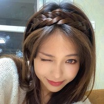 벼머리 띠 땋은머리 가발 헤어밴드 가채 머리띠 댕기