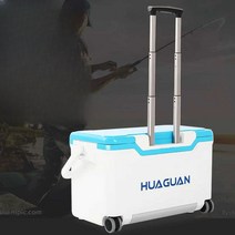 바퀴달린 아이스박스30리터 대용량 낚시 캠핑 하드 쿨러, 흰색 상자와 빨간색 뚜껑 세트 1개