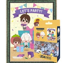 퍼즐피플 샌드박스즈 포켓몬스터 카카오 팬시퍼즐 모음 직소퍼즐, 렛츠파티 샌드박스프렌즈 204피스 액자포함(엔틱그린), 204p