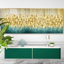 돈들어오는그림 대형 거실 풍수 인테리어 그림 황금 돈나무 액자 집들이 개업선물, 프리미엄 추상금전수 파노라마, 유광골드(캔버스출력)