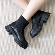 르본디 천연가죽 여성 밴딩 첼시부츠 키높이 워커부츠 5cm