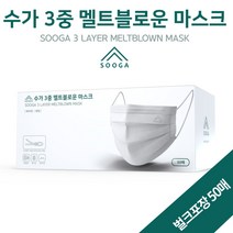 [SOOGA] 3중 멜트블로운 마스크 벌크포장 50매 흰색 대형 일회용 MB필터 가성비갑 숨쉬기편한 저자극 땀띠방지 여름용, 1개, 50매입