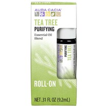 Aura Cacia 에센셜 오일 블렌드 퓨리파잉 롤-온 티 트리, 9.2ml, 1개