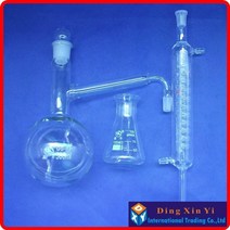 Lab Tools 사이언스툴 실험기구 분쇄 유리 조인트 유리 증류 장치 증류 플라스크 그레이엄 콘덴서 원추형 플라스크 증류기가있는 증류 장치, 1000ml