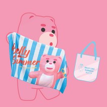 [벨리곰 콜라보] 블루 스트라이프 벨리 비치 썸머 타올+PVC백