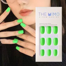 THEMIMO 더미모 말랑 착붙 네일팁 24tips 단색 컬러 붙이는네일팁 국내제작 인조손톱 풀팁, 더미모네일 25.네온그린, 1개