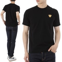 [국내배송] 꼼데가르송 골드하트 와펜 반팔 티셔츠 AZ T216 BLACK
