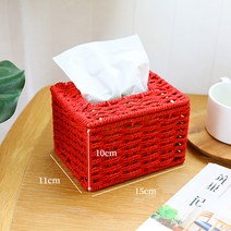 라누아 라탄 티슈케이스 휴지케이스 커버, Red-new(길이너비및높이15x11x10cm), 30개