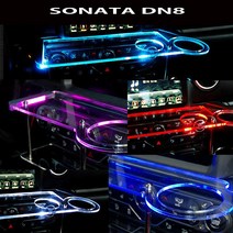 ArtX 쏘나타 DN8 USB 5V LED 2단 차량용 무중력테이블 컵홀더 식탁 자동차 선반 핸드폰 거치대 수납용품, 일반형, 포함, 퍼플