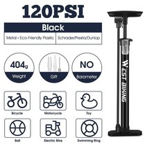 가압펌프 서쪽 자전거 볼 펌프 팽창기 플로어 게이지 Prest Shrder Vlves-160Psi Mx, 10 120PSI No Gauge
