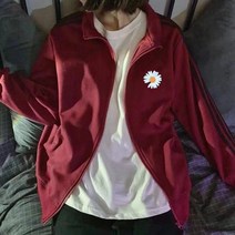 캐쥬얼 운동 가디건 맨투맨 남자 봄가을 트렌드 줄무늬 코트 얇은 와이드 루즈핏 학원 무드 2664639440, 레드 세 타 코트 -소국 프리미엄 판