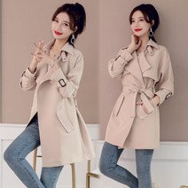하프트렌치코트 봄가을 계절 미시코트 와이드 루즈핏 여성 하프기장 허리보정 슬림핏 차오쿠 2624894717