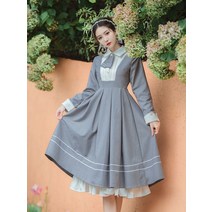 경성 의복 개화기 의상 레트로 빈티지 복고풍 원피스 체크 레이어드 드레스