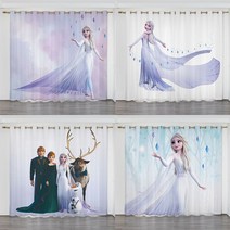 겨울왕국 엘사 안나 커튼 블라인드 가리개 캐릭터 거실 작은창 커텐 5종