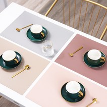 제이엔피 가죽 식탁매트 방수 식탁 테이블매트 2개, 네이비