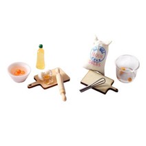 Royalways 1/12 인형 집 주방 베이킹 세트 계란 우유 롤링 핀 오일 도마 밀가루 모델 장난감 장식 DIY, 설명한대로, 다른 사람, 수지
