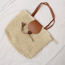 우븐백 여하 퓨어 숄더백 일산계 비치백