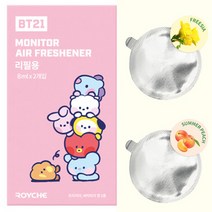 BT21 모니터걸이 방향제 리필 모니터 방향제 귀여운 미니니 피규어 차량용 방향제 사무실 향기, 교체용 방향제_리필2개입