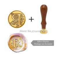 실링왁스세트 레트로 왁스 인감 스탬프 26 문자 알파벳 나무 교체 구리 머리 취미 도구 세트 장식 게시물, 16 GZZ006-P