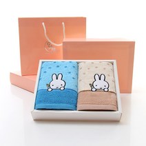 DFMEI.면 수건. 타월.Towel--순면 선물세트 고양 선물타올 미피토끼 선물세트 가공, 핑크 선물 상자, 74*34
