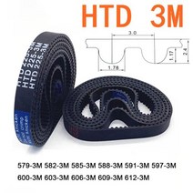타이밍 벨트 풀리 타임 폭 6 10 15 20mm HTD 3M 고무 아크 치아 타이밍 벨트 피치 길이 579 582 585 588, 10mm_609mm_1 개