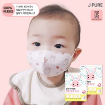 제이퓨어 우리아기를 위한 국내생산 초소형 신생아 0~3세 KC 영유아용 귀편한 캐릭터 새부리형 숨편한 울애기이쁘징 마스크 (5매입), 5매, 1개, 화이트