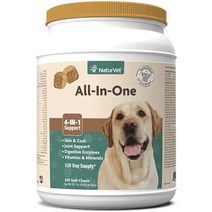 naturvet 올인원 애견 보충제 관절 지원 소화 피부 코트 케어용 애견 비타민 3, 240 소프트 츄