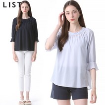 [리스트.] [리스트] 러플 슬리브 라운드넥 블라우스