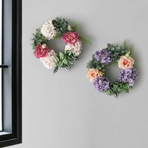 1300K 트로피칼 믹스 플랜트 플라워 리스 40cm, 색상:그린 수국