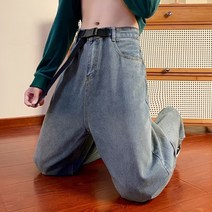 신당 청바지 남 아메리카 오버사이즈 서해안 하이 스트리트 일자 팬츠 ins 와이드 팬츠
