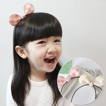 공주마마 봉봉체크리본바니머리띠