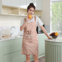 앞치마 에이프런 어린이집 주방 가정용 전용 식사 요리 망홍 작업복 가운 여성 허리둘레, H