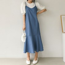 멋쭈 러블리 데님 끈 뷔스티에원피스 2color