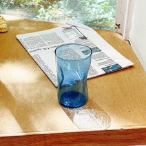 구겨진 느낌 유리컵 아이스잔 300ml 4colors, 블루