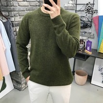 용된다 남자 겨울 부드러운 울 캐시미어 라운드 니트