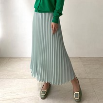 네모엔룩 플리츠롱 아코디언주름 허리밴딩 포인트 맥시 스커트