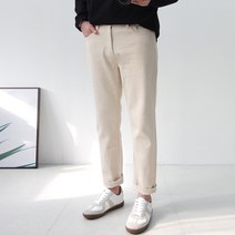 쿼터 남자 크림진 데님 아이보리 청바지 레귤러핏 28-36